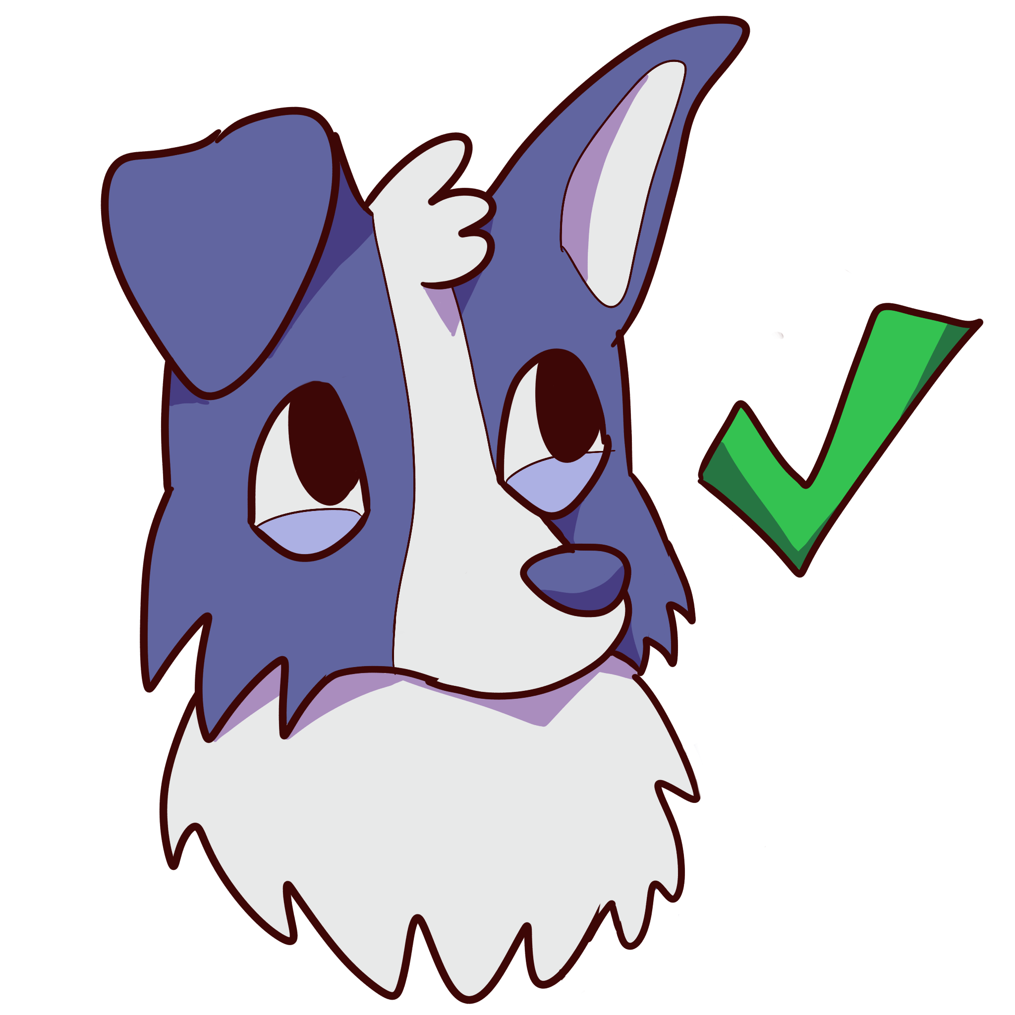 image of a blue dog next to a green check mark